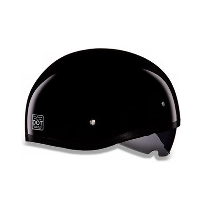 Close Out Clearance Daytona Helmets DS8-A ‘Skull Cap' Gloss Black Half Face Helmet with Inner Shield