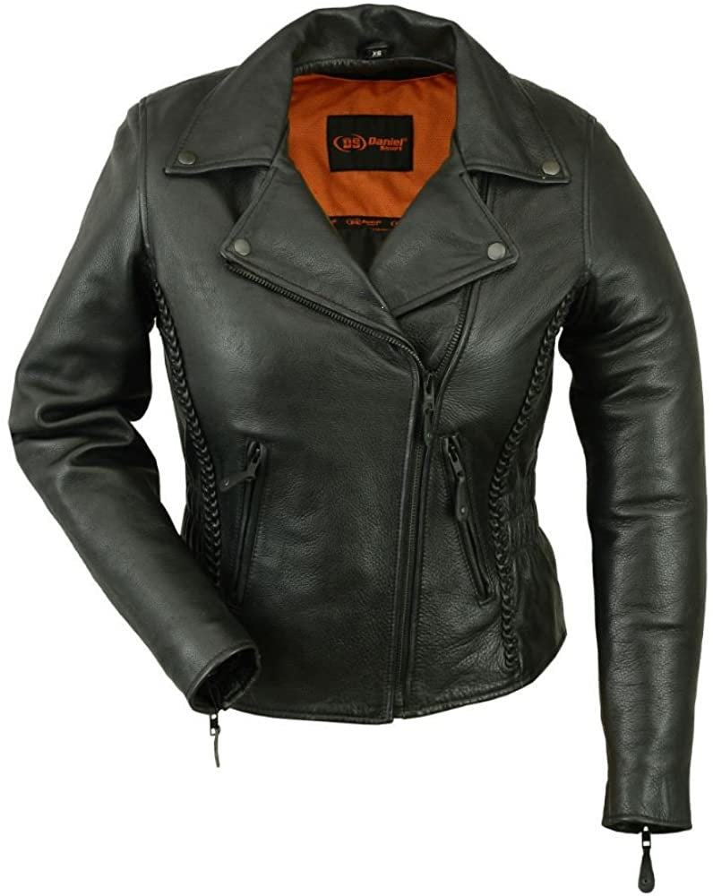 First Manufacturing DS866 Women’s Black Leather Motorcycle Jacket