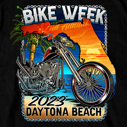 Hot Leathers EDM1186 Men's 2023 Daytona Bike Week Florida Chopper Black T-Shirt