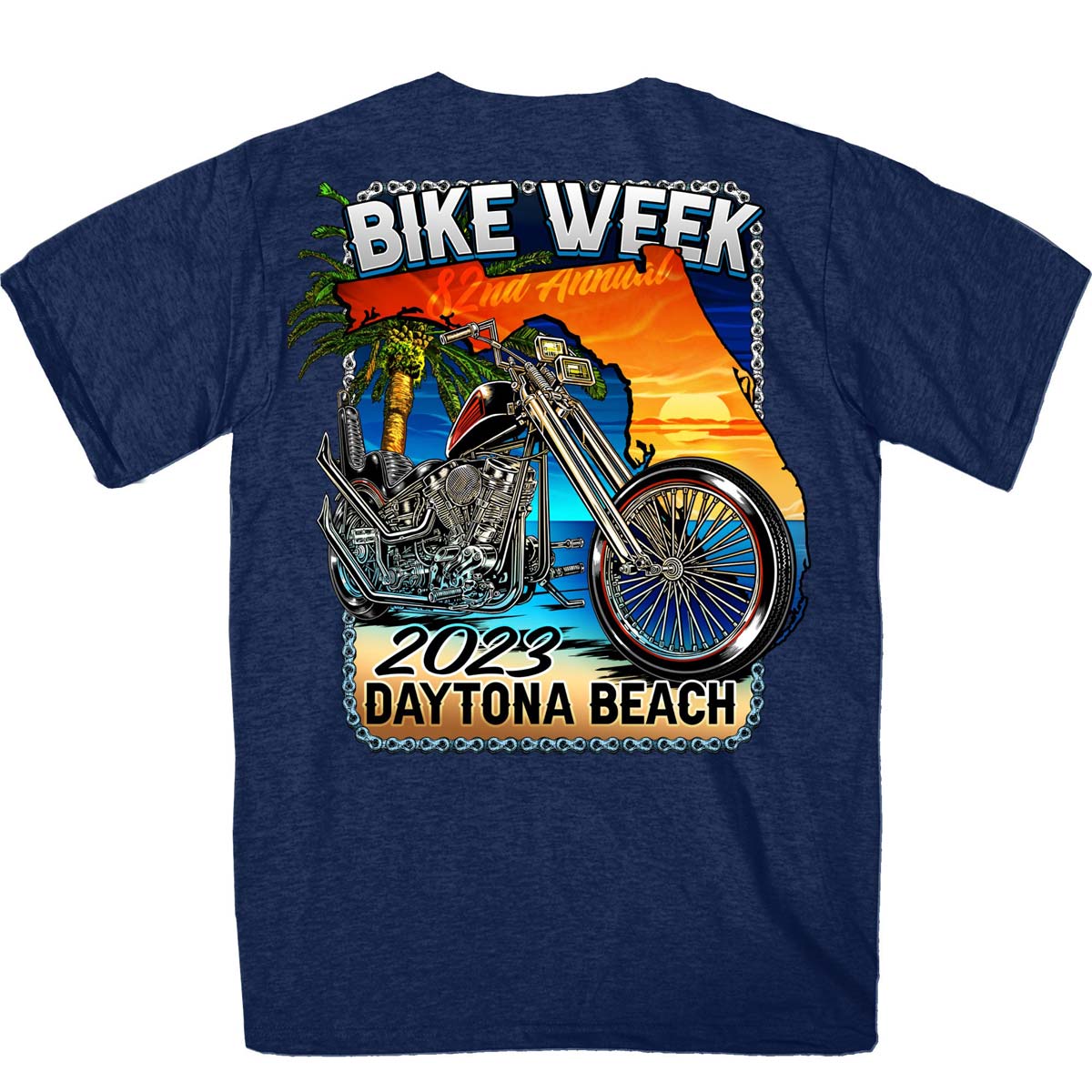 Hot Leathers EDM1187 Men's 2023 Daytona Bike Week Chopper T-Shirt