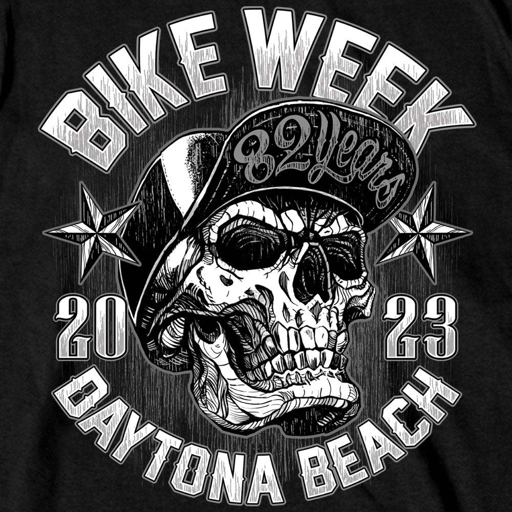 Hot Leathers EDM1190 Men's 2023 Daytona Bike Week SnapBack Skull T-Shirt