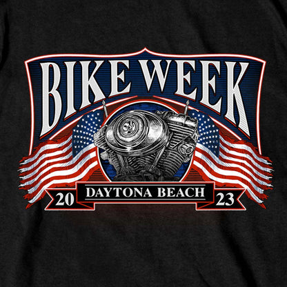 Hot Leathers EDM1192 Men's 2023 Daytona Beach Vintage Patriot Black T-Shirt