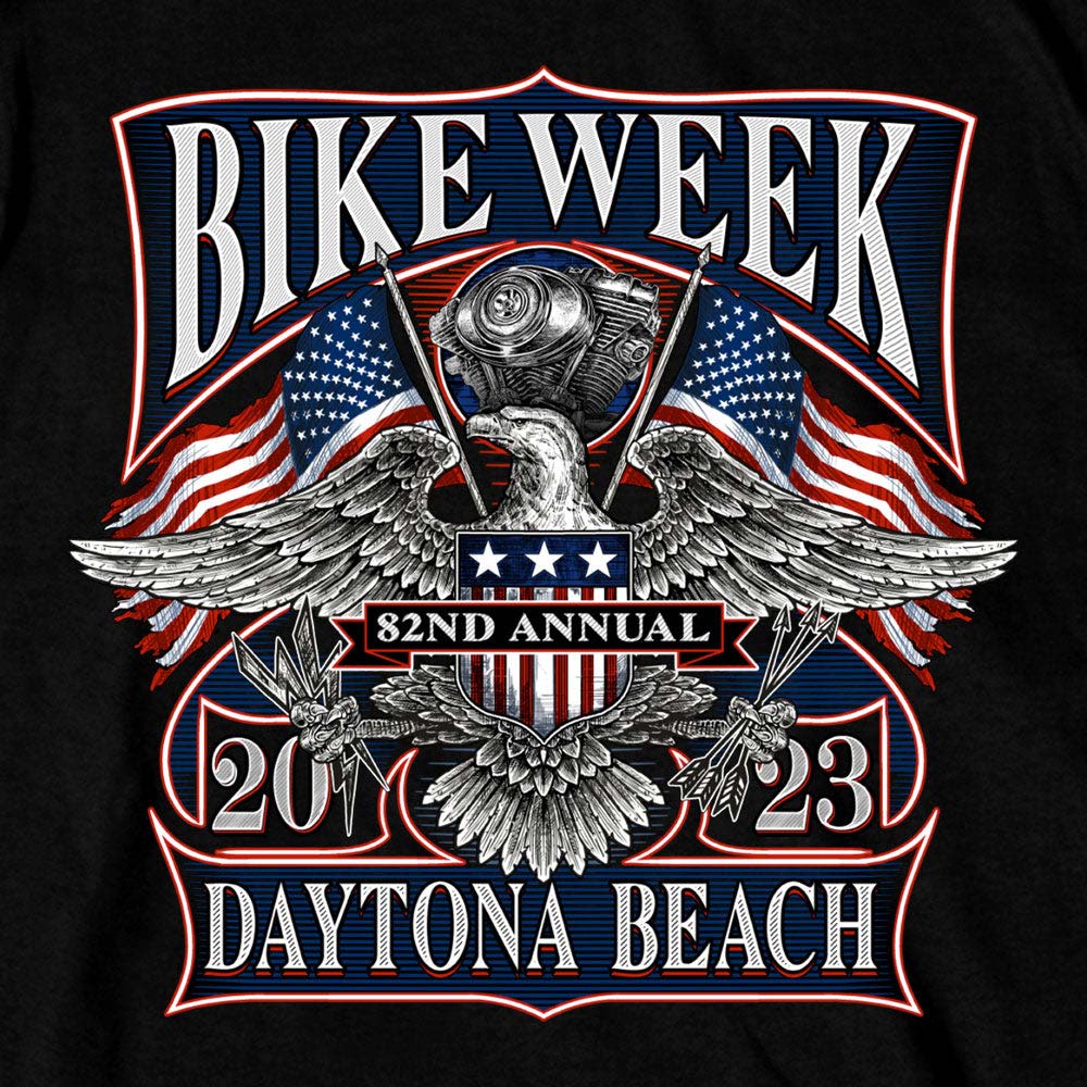 Hot Leathers EDM1192 Men's 2023 Daytona Beach Vintage Patriot Black T-Shirt