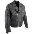 Genuine Leather EL1055 Men's Black Classic Vented ‘Braided’ Moto Jacket with Utility Pocket