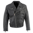 Genuine Leather EL1055 Men's Black Classic Vented ‘Braided’ Moto Jacket with Utility Pocket