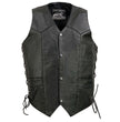Event Leather EL1315 Men's Club Style Black Leather Motorcycle Riders Vest w/ Side Lace - Riding Club