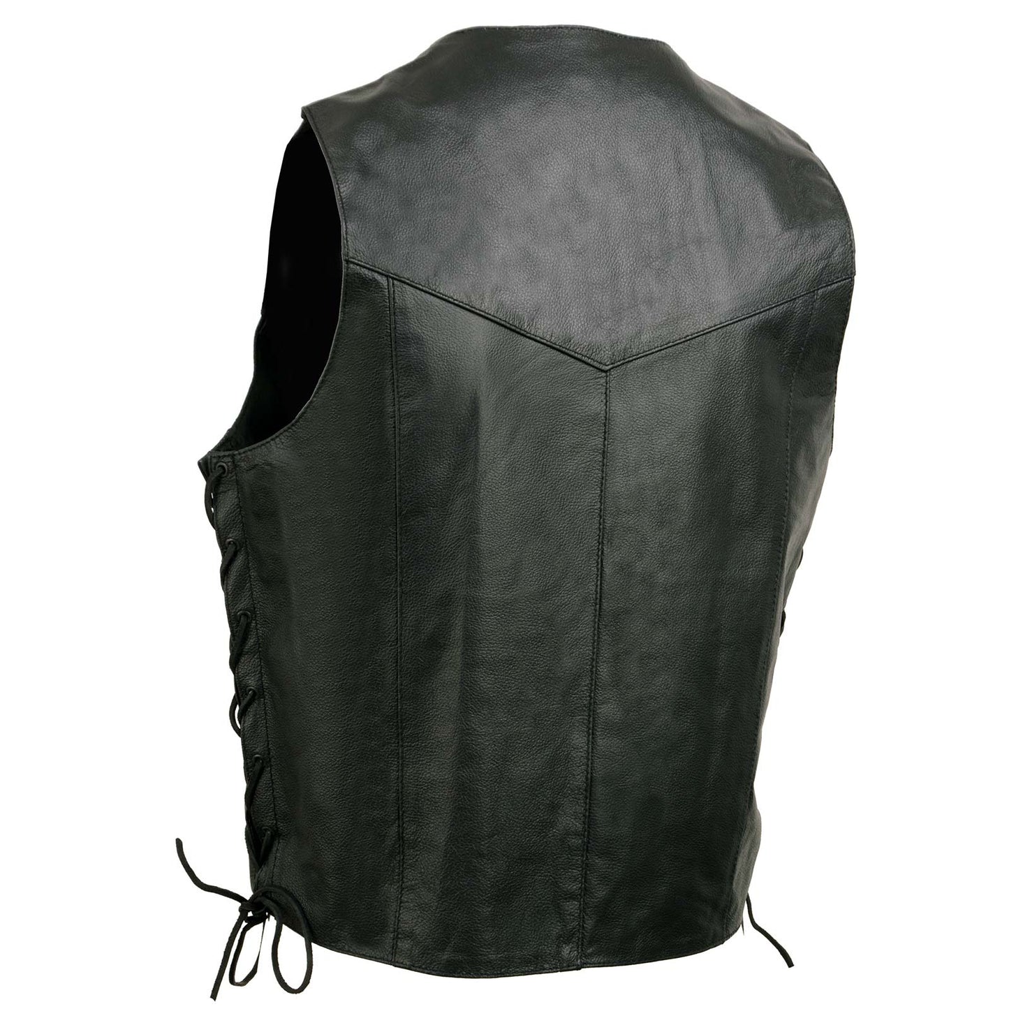 Event Leather EL1315 Black Motorcycle Leather Vest for Men w/ Side Lace- Riding Club Adult Motorcycle Vests