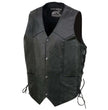 Event Leather EL1315 Men's Club Style Black Leather Motorcycle Riders Vest w/ Side Lace - Riding Club