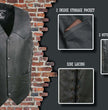 Event Leather EL1315 Men's Club Style Black Leather Motorcycle Riders Vest w/ Side Lace - Riding Club