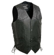 Event Leather EL1315 Men's Club Style Black Leather Motorcycle Riders Vest w/ Side Lace - Riding Club