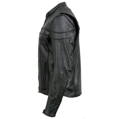 Event Leather Men's Black Sporty Scooter Crossover Motorcycle Riding Leather Jacket EL1408