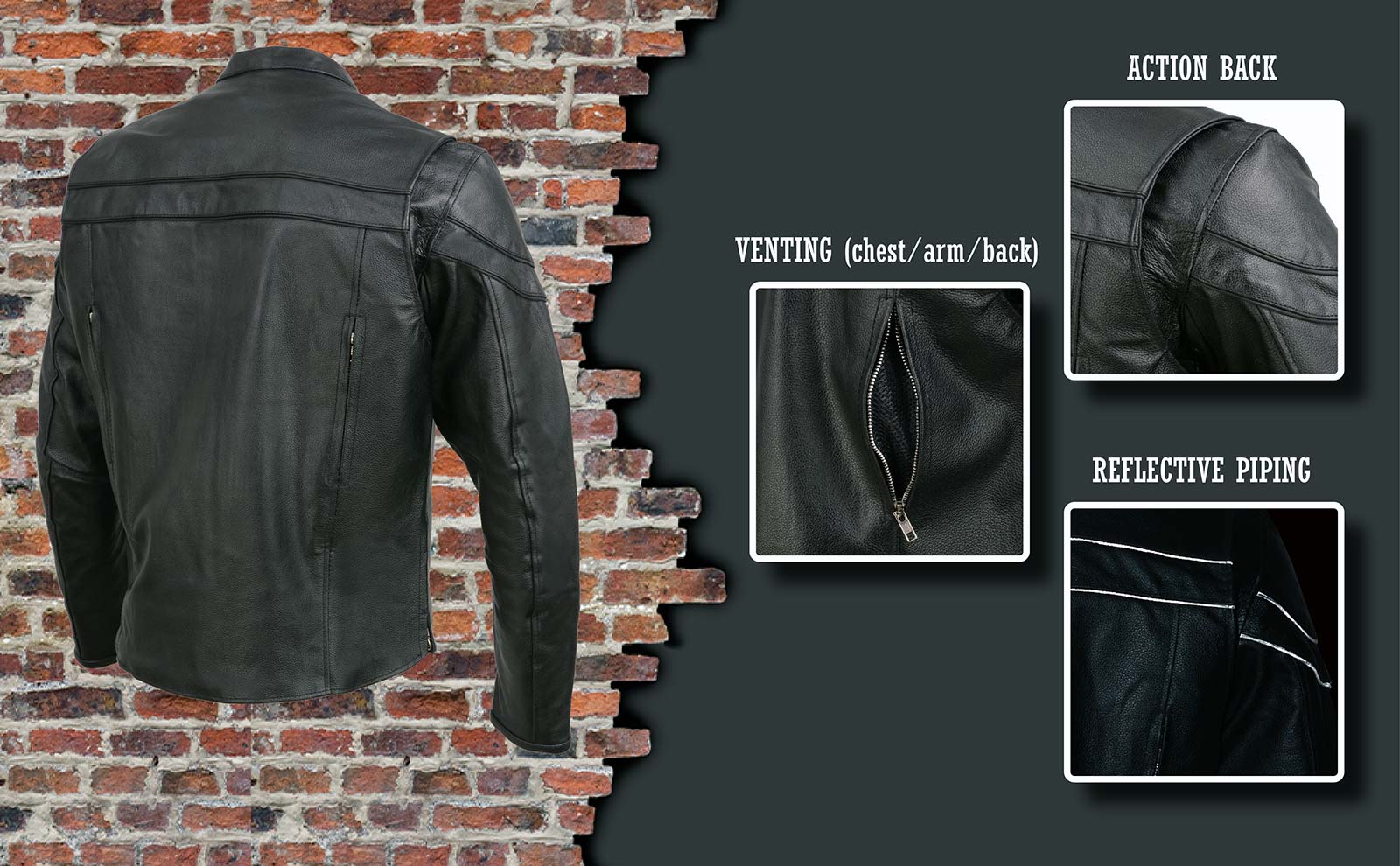 Event Leather EL1408 Men's Black Sporty Scooter Crossover