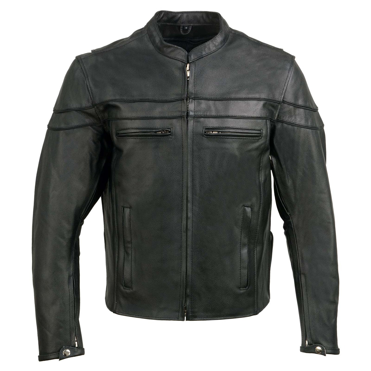 Event Leather Men's Black Sporty Scooter Crossover Motorcycle Riding Leather Jacket EL1408