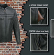 Event Leather Men's Black Sporty Scooter Crossover Motorcycle Riding Leather Jacket EL1408