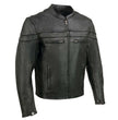 Event Leather Men's Black Sporty Scooter Crossover Motorcycle Riding Leather Jacket EL1408