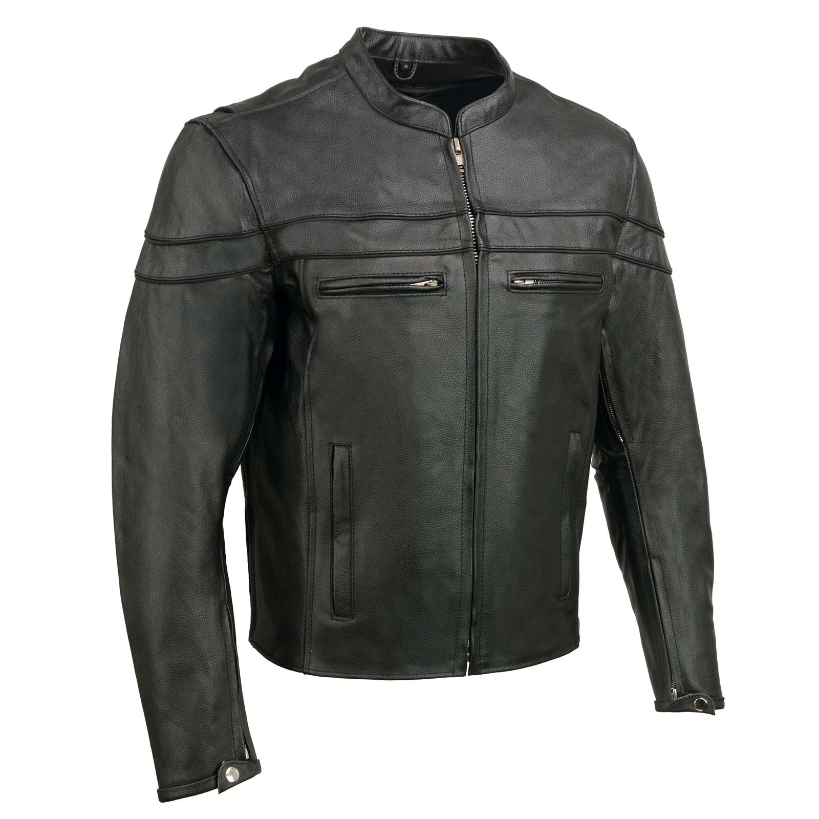 Event Leather Men's Black Sporty Scooter Crossover Motorcycle Riding Leather Jacket EL1408