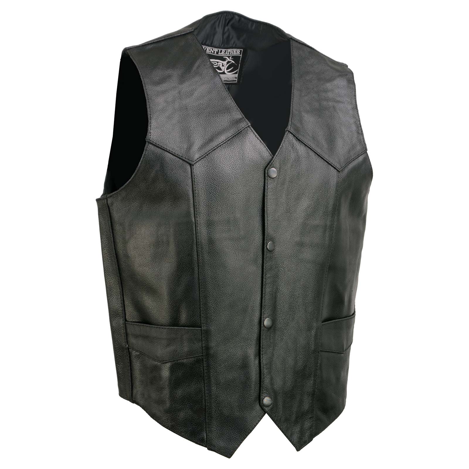 Event Leather EL5310 Men's Classic Black Leather Vest with Snap