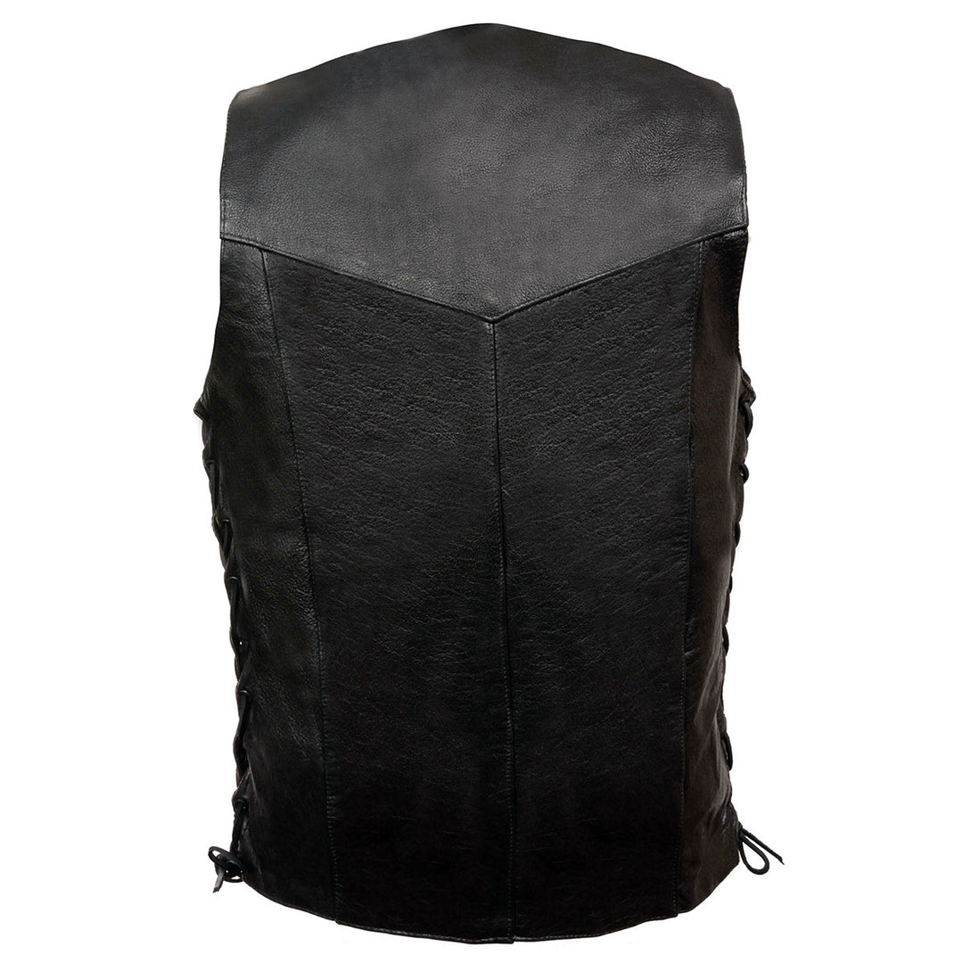 Event Leather EL5315TALL Black Motorcycle Leather Vest for Men&