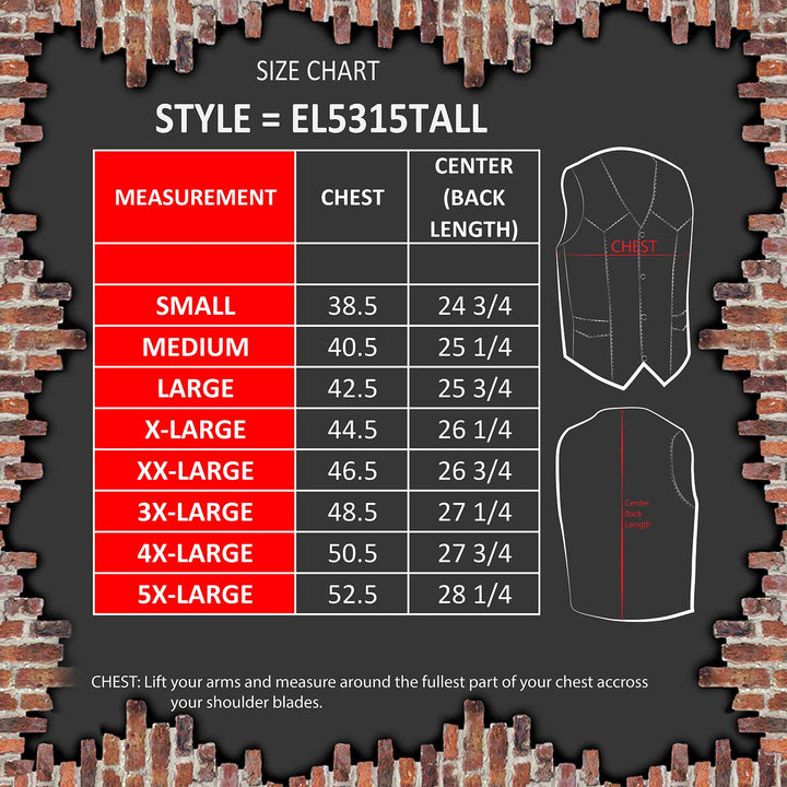 Event Leather EL5315TALL Black Motorcycle Leather Vest for Men&