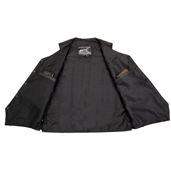 Event Leather EL5315TALL Black Motorcycle Leather Vest for Men&