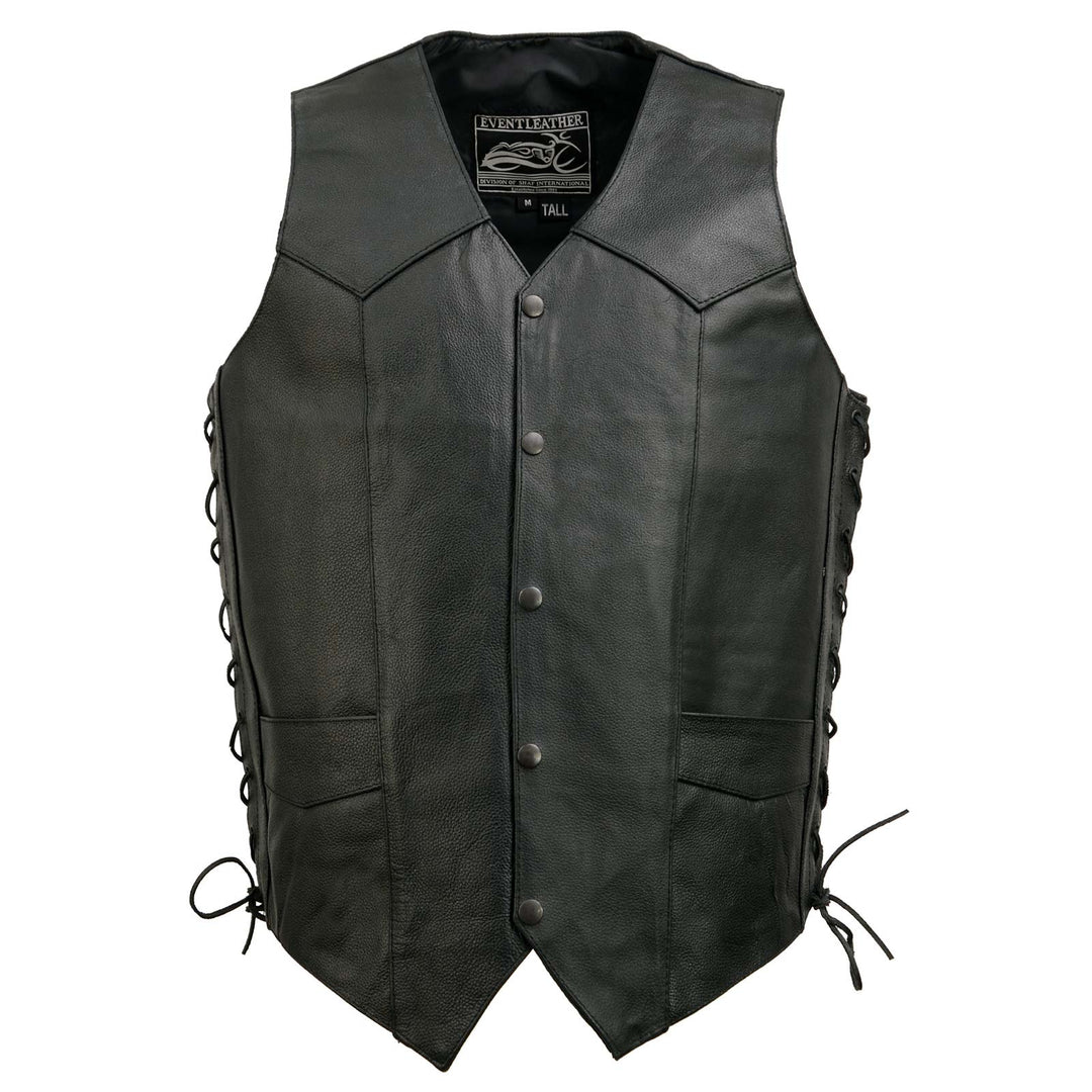 Event Leather EL5315TALL Black Motorcycle Leather Vest for Men&