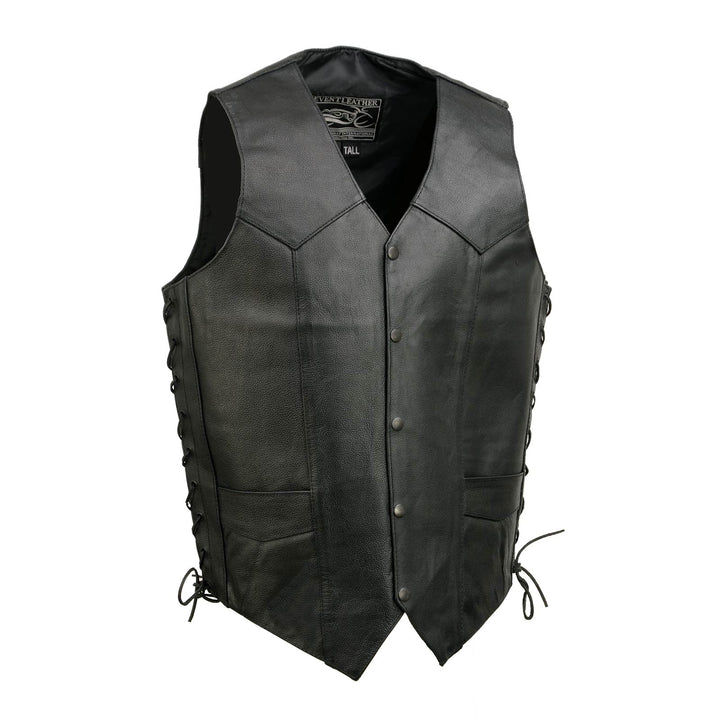 Event Leather EL5315TALL Black Motorcycle Leather Vest for Men&