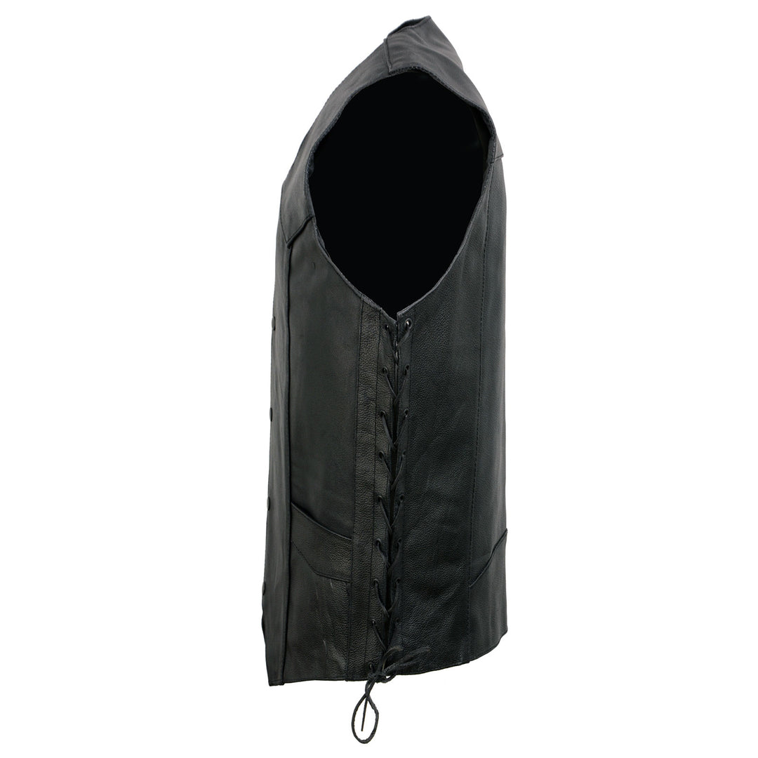 Event Leather EL5315TALL Black Motorcycle Leather Vest for Men&