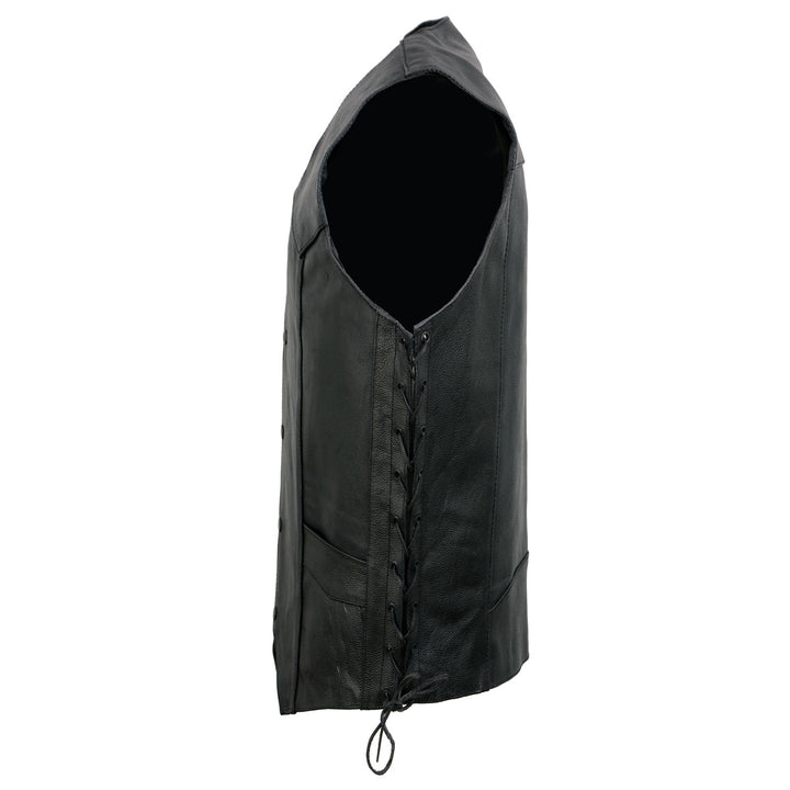 Event Leather EL5315TALL Black Motorcycle Leather Vest for Men&