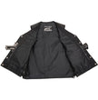 Event Leather EL5360 Black Motorcycle Leather Vest with Denim Style Pockets -Riding Club Adult Vests