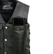 Event Leather EL5360 Black Motorcycle Leather Vest with Denim Style Pockets -Riding Club Adult Vests