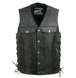 Event Leather EL5360 Black Motorcycle Leather Vest with Denim Style Pockets -Riding Club Adult Vests