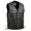 Event Leather EL5360 Black Motorcycle Leather Vest with Denim Style Pockets -Riding Club Adult Vests