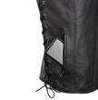 Event Leather EL5360TALL Black Motorcycle Leather Vest Tall Sizes with Denim Style Pockets -Riding Club Adult Vests