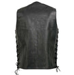 Event Leather EL5360TALL Black Motorcycle Leather Vest Tall Sizes with Denim Style Pockets -Riding Club Adult Vests