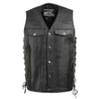 Event Leather EL5360TALL Black Motorcycle Leather Vest Tall Sizes with Denim Style Pockets -Riding Club Adult Vests