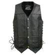 Event Leather EL5391 Black Motorcycle Leather Vest for Men w/ 10 Pockets- Riding Club Adult Motorcycle Vests