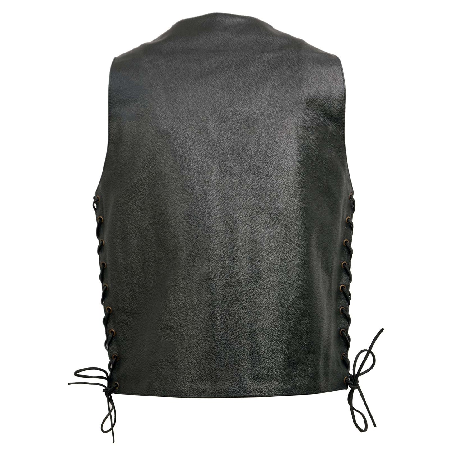 Event Leather EL5391 Black Motorcycle Leather Vest for Men w/ 10 Pockets- Riding Club Adult Motorcycle Vests