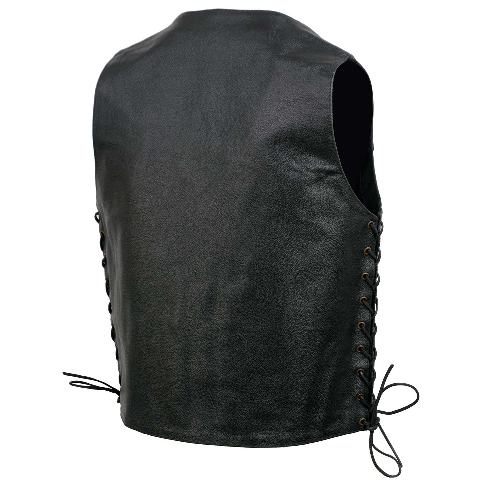 Event Leather EL5391 Men's Black Leather 10 Pocket Side Lace Vest