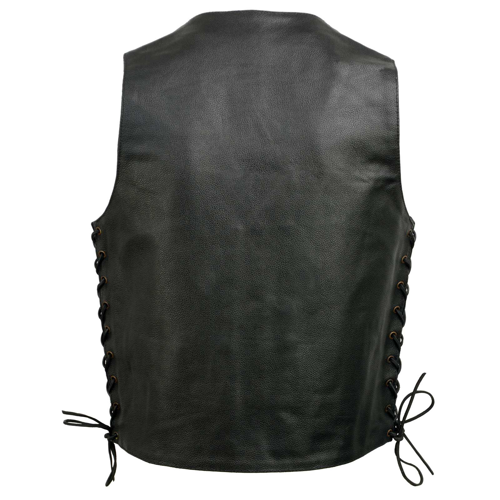 Event Leather EL5391 Men's Black Leather 10 Pocket Side Lace Vest