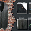 Event Leather EL5391 Black Motorcycle Leather Vest for Men w/ 10 Pockets- Riding Club Adult Motorcycle Vests