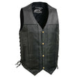 Event Leather EL5391 Black Motorcycle Leather Vest for Men w/ 10 Pockets- Riding Club Adult Motorcycle Vests