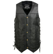 Event Leather EL5391TALL Black Motorcycle Leather Vest for Men Tall Sizes w/ 10 Pockets- Riding Club Adult Motorcycle Vests