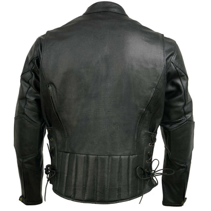 Event Leather Men's Black Side Lace Scooter Jacket with Vents Motorcycle Riding Jacket EL5410