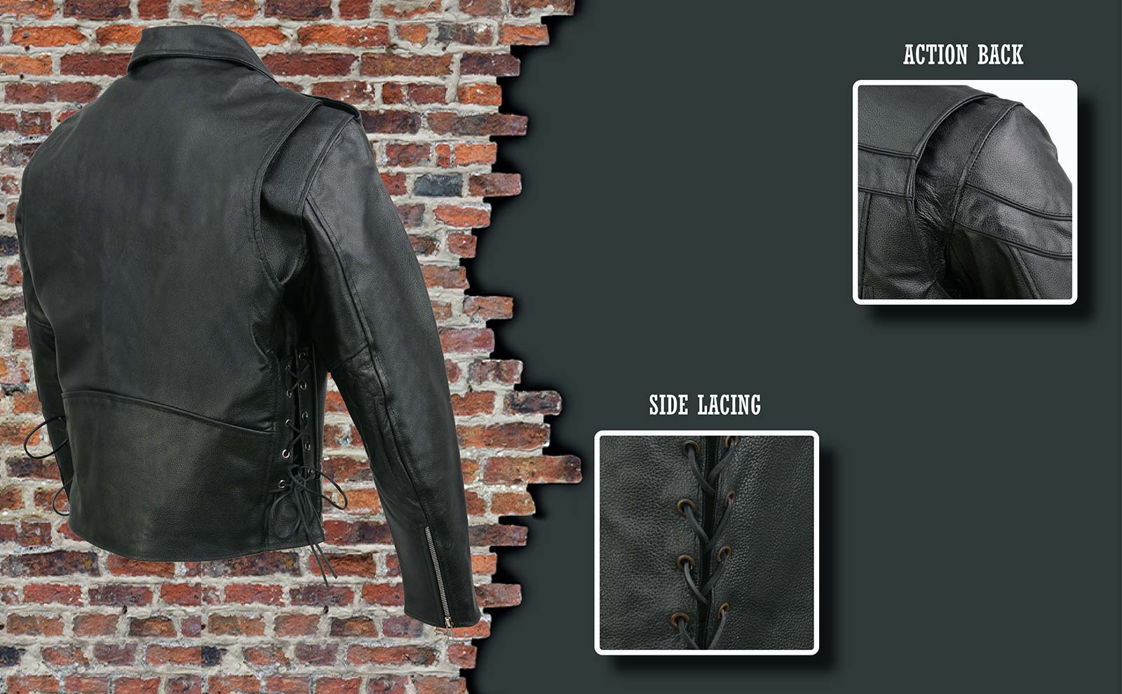 Event Leather EL5411 Men's Black Classic Side Lace Motorcycle