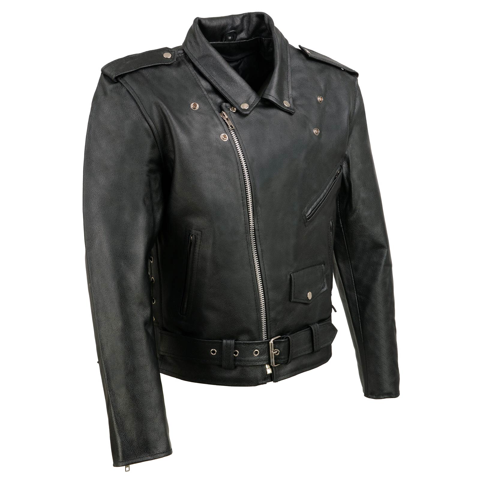 Event Leather EL5411 Men's Black Classic Side Lace Motorcycle Leather Jacket – Motorcycle Riding Jackets – Motorcycle Riding Jackets