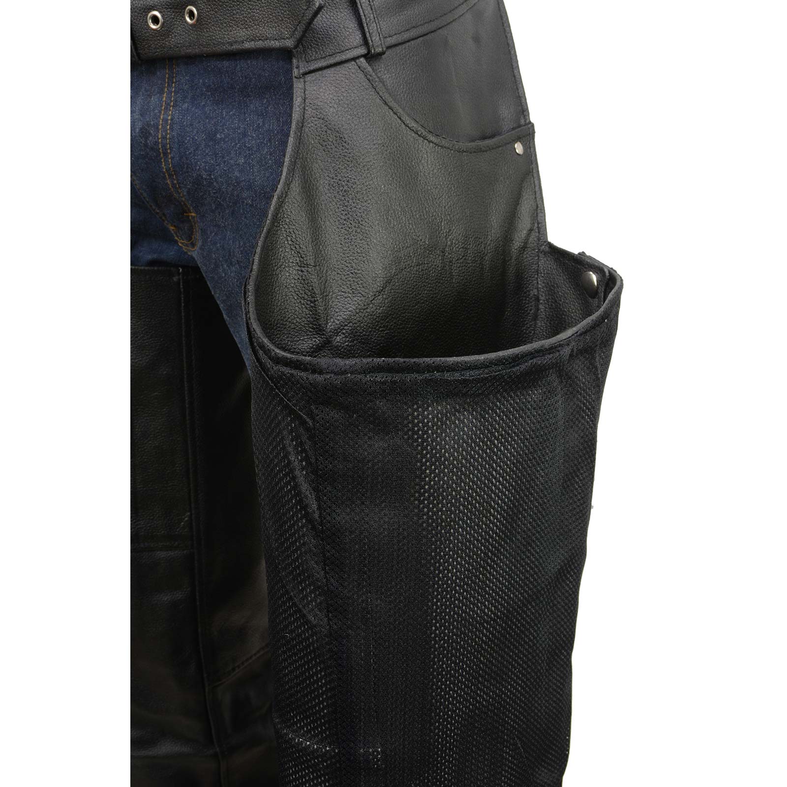 Event Leather EL1101 Men's Black Leather Classic Chaps with Jean