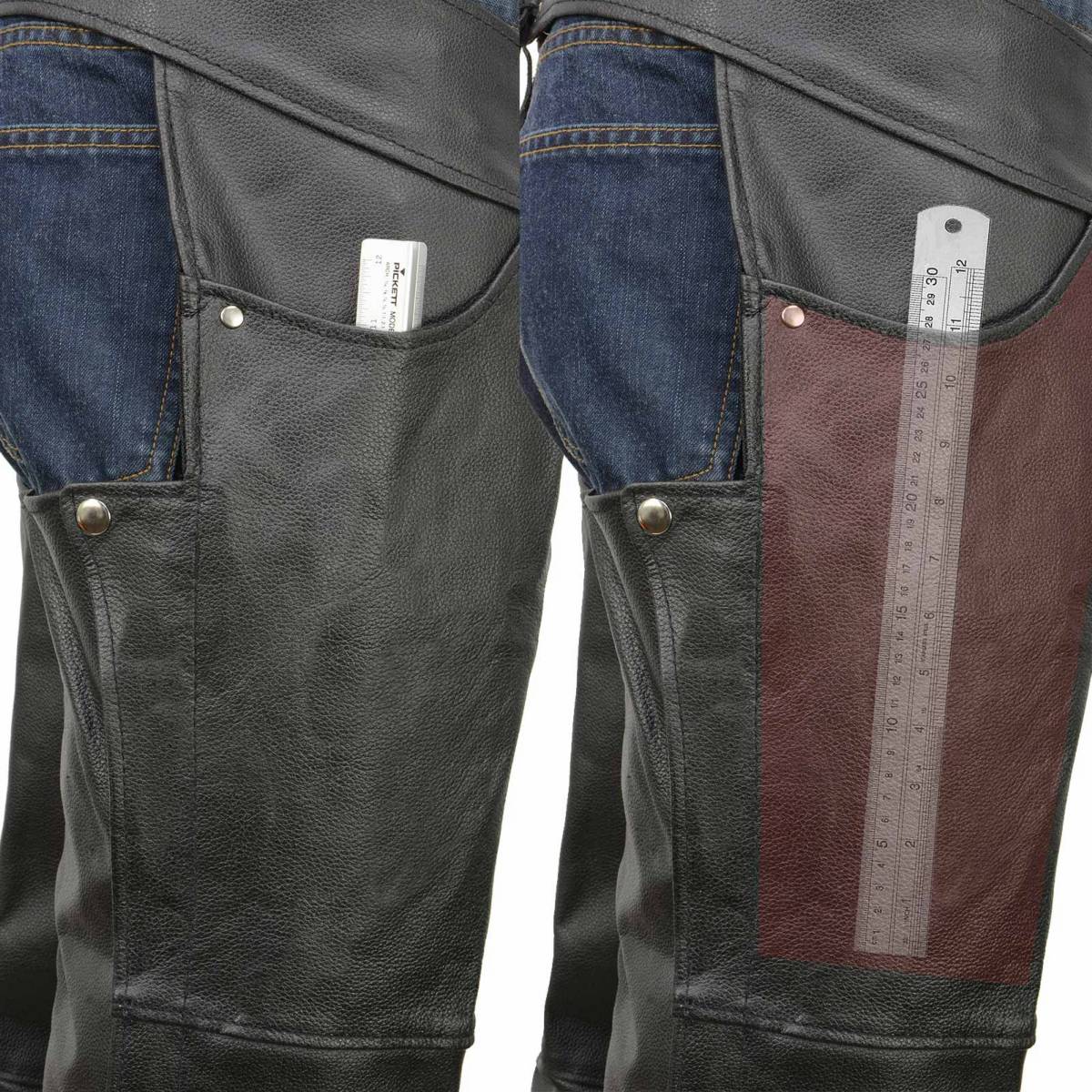 Event Leather EL1101 Men's Black Leather Classic Chaps with Jean