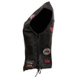 Event Leather ELL4900 Women’s 'Love to Ride' Black Leather Motorcycle Patched Embroidered Vests with Side Laces