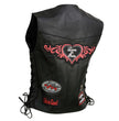 Event Leather ELL4900 Women’s 'Love to Ride' Black Leather Motorcycle Patched Embroidered Vests with Side Laces