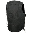 Event Leather's ELM3900 Men's 100% Genuine Motorcycle Leather Vest | Biker Vests with Embossed Eagle | Live To Ride